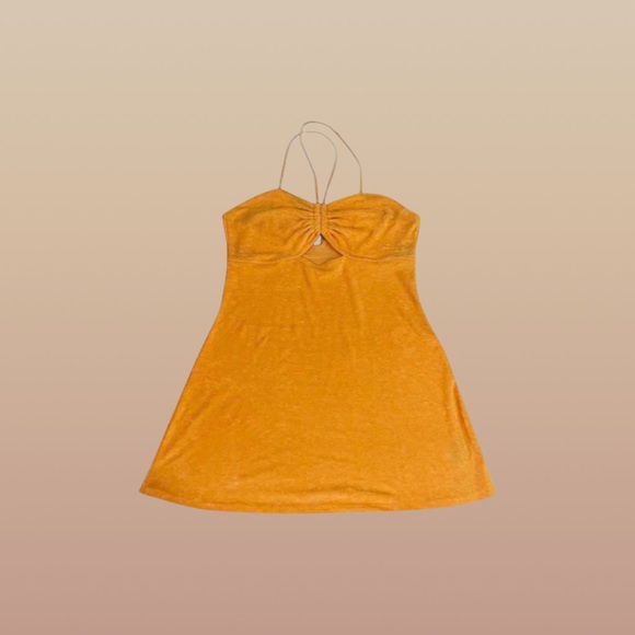 Hm Orange Terry Cloth Halter Dress 